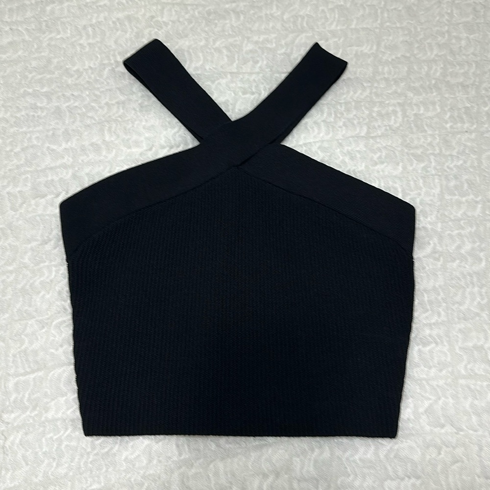 Aritzia Black Asymmetrical Crop Tank Top